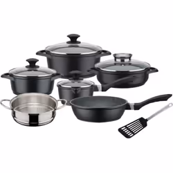 Découvrez la batterie de cuisine 10 pièces en fonte d'aluminium GOURMET GRANIT, idéale pour toutes vos préparations culinaire ...