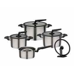 Batterie de cuisine Gsw - 706155 - Apart Set de 9 casseroles en acier inoxydable 18/8 en verre et plastique Argente