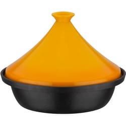 Tajine - GSW - 717434 - Ø30 cm - Fonte dacier massive - Induction - Couvercle céramique - Noir / Jaune