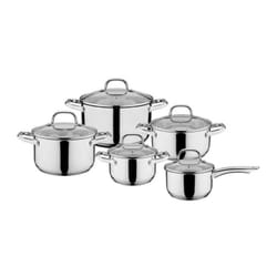 GSW - 806787 Batterie en Inox Massif 10pcs - Faitouts 16, 20 et 24cm - marmite 20cm - casserole 16cm - tous feux dont induction