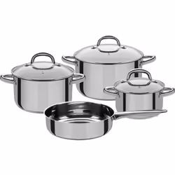 Batterie de cuisine 4 pcs - GSW - MONTREAL - 3 marmites et 1 poêle - Induction - Acier inoxydable
