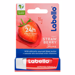 Labello Strawberry Shine, Beaume pour les lèvres, Rouge, Femmes, Huile de ricin, Hydratant, Nourrissant, Tube