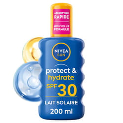 NIVEA Soin Solaire Protect & Hydrate Spray Corps SPF 30 Haute Protection 200 ml - Spray Hydratant pour la Plage
