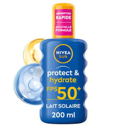 NIVEA Soin Solaire Protect & Hydrate, Brume Spray Visage et Corps Très Haute Protection SPF 50+, 200 ml