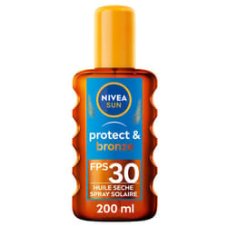 NIVEA Soin Solaire : Huile Sèche Spray Protect & Bronze SPF30 - Protection et Bronzage Sublime - Flacon de 200 ml