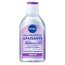 NIVEA Eau Micellaire Apaisante, Soin Visage pour Peaux Sensibles, Nettoyant et Démaquillant Doux - Flacon de 400 ml