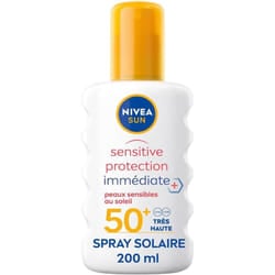 NIVEA Soin Solaire | Spray Sensitive Protecteur SPF50+ Idéal pour les Peaux Sensibles - Flacon de 200 ml