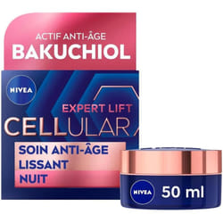 NIVEA Soin du Visage Anti-Âge : Crème de Nuit Lissante Expert Lift Cellular 50 ml pour une peau ferme