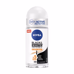 NIVEA Black & White Invisible Ultimate, Femmes, Anti-transpirant, Déodorant roll-on, Bouteille, 50 ml, 48 h