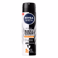 NIVEA Black & White Invisible Ultimate Impact Spray, Hommes, Anti-transpirant, Déodorant spray, Spray, 150 ml, 48 h