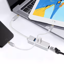 Helos 288390 hub & concentrateur USB Type-C 5000 Mbit/s Argent