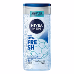 NIVEA Gel-douche Ultra Fresh, Gel douche, 250 ml, Adultes, Hommes, Corps, visage et cheveux, Tous types de peau