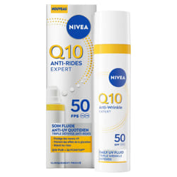 NIVEA Soin Visage Anti-Âge : Fluide Anti-Rides Expert Q10 avec Indice SPF50 pour une Protection Solaire Quotidienne - 40 ml