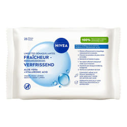 NIVEA Lingettes Nettoyantes Visage Fraîcheur - Lot de 25 lingettes pour un soin purifiant quotidien