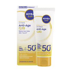 NIVEA Sun Care Crème Solaire Visage Anti-Âge Q10 SPF 50 - Protège et prévient les rides pour une peau jeune - 40 ml