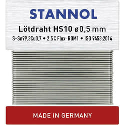 Stannol - HS10 Étain à souder sans plomb sans plomb Sn99,3Cu0,7 ROM1 10 g 0.5 mm Q714092