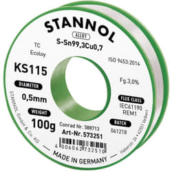 Stannol - tain à souder sans plomb KS115 3,0 % 0,5 mm 100 g