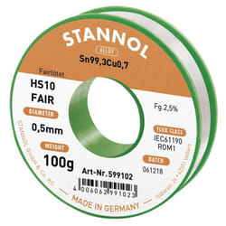 Stannol - tain à souder HS10-Fair Sn99,3Cu0,7 bobine 100 g 0.5 mm W915241