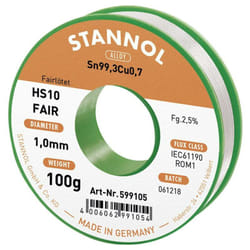 Stannol - tain à souder HS10-Fair Sn99,3Cu0,7 bobine 100 g 1 mm W915171