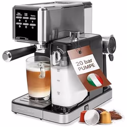 ProfiCook PC-ES-KA 1266, Machine à expresso, 1,5 L, Dosette de café, Café moulu, 1100 W, Acier inoxydable