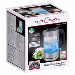 ProfiCook PC-WKS 1229 G bouilloire 1 L 1600 W Acier inoxydable, Transparent