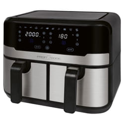 ProfiCook PC-FR 1242 H Double 9 L Autonome 2400 W Friteuse d’air chaud Noir, Acier inoxydable