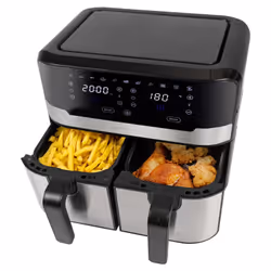ProfiCook PC-FR 1242 H Double 9 L Autonome 2400 W Friteuse d’air chaud Noir, Acier inoxydable