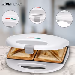 Clatronic ST 3477 gaufrier et appareil à croque-monsieur 750 W Blanc
