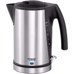 Bomann WKS 1356 CB, 1,7 L, 2200 W, Noir, Acier inoxydable, Acier inoxydable, Indicateur de niveau d'eau, Sans fil