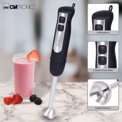 Clatronic SM 3739 Mélangeur par immersion 800 W Noir, Acier inoxydable