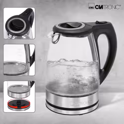 Clatronic WKS 3744 G bouilloire 1,7 L 2200 W Noir, Gris, Acier inoxydable, Transparent