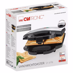 Clatronic ST 3778 gaufrier et appareil à croque-monsieur 750 W Noir, Acier inoxydable - Vue supplémentaire 4
