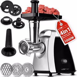 Clatronic FW 3803 hachoir 1000 W Noir, Acier inoxydable