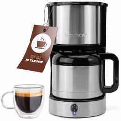 Clatronic KA 3805, Machine à café filtre, 1,2 L, Café moulu, 800 W, Noir, Acier inoxydable
