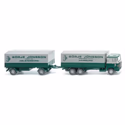 Wiking 046001, Modèle de camion de livraison, Pré-assemblé, 1:87, Pritschenhängerzug (Scania 111), unisexe, "Börje Jönsson"
