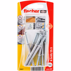 Fischer 14927, Kit de fiches murales et vis, Brique, Béton, Cruciforme, PZ2, 50 mm, 5 mm