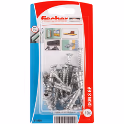 Fischer 515159, Kit de fiches murales et crochets, Plaque de fibre Gypsum, Cruciforme, PZ2, 31 mm, 4,5 mm