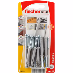 Fischer 522321, Kit de fiches murales et vis, Brique, Béton, Cruciforme, PZ2, 40 mm, 5 mm