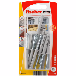 Fischer 522322, Kit de fiches murales et vis, Brique, Béton, Cruciforme, PZ2, 40 mm, 6 mm