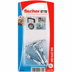 Fischer 522361, Kit de fiches murales et crochets, Plaque de plâtre, 32 mm, 8 mm, 4 cm, 3 mm