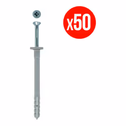 Sachet de 50 chevilles à frapper FISCHER N-F avec clou en acier électrozingué : La cheville à frapper pour une installation s ...