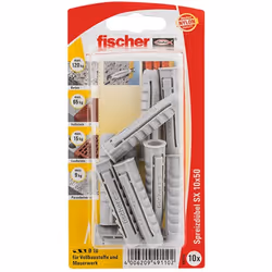 Der fischer Spreizdübel SX leitet durch die Vierfach-Spreizung die Kraft optimal in den Baustoff ein. Neben der typischen Spr ...