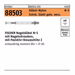 Fischer 50346, Kit de fiches murales et vis, Brique, Béton, Cruciforme, PZ3, 100 mm, 1 cm