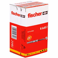 Fischer 50355 ancrage à vis et cheville murale 50 pièce(s) Kit de fiches murales et vis 60 mm