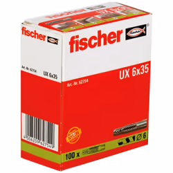 Fischer 62754 ancrage à vis et cheville murale 100 pièce(s) Fiche murale 35 mm