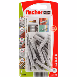 Fischer 90868, Kit de fiches murales et vis, Brique, Béton, 35 mm, 6 mm, 4,5 cm, 4 mm