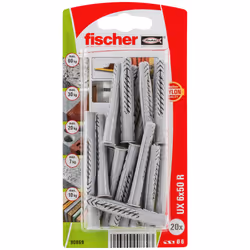 Fischer 90869, Kit de fiches murales et vis, Brique, Béton, 50 mm, 6 mm, 6 cm, 4 mm