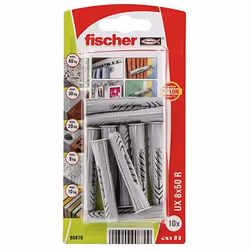 Fischer 90870, Fiche murale, Ciment aéré placé en autoclave, Béton, Plaque de fibre Gypsum, Plaque de plâtre, Nylon, Gris, CE ...