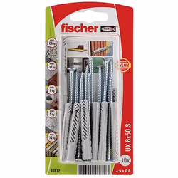 Fischer 90872, Kit d'ancrage et de vis, Brique, Béton, Ciment mousse, Métal, Nylon, PZ2, CE, 6 mm