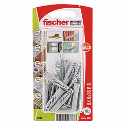 Fischer 90877, Kit d'ancrage et de vis, Brique, Béton, Ciment mousse, Bloc Gypsum, Métal, Nylon, Gris, Argent, PZ2, CE